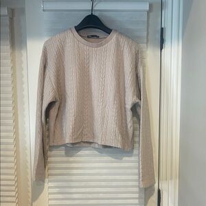Zara Beige Cable Knit Sweater